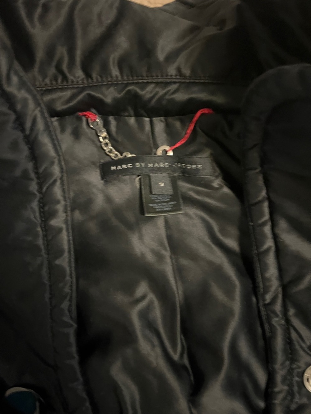 Marc by Marc Jacobs Black Satin-Look Quilted Jacket